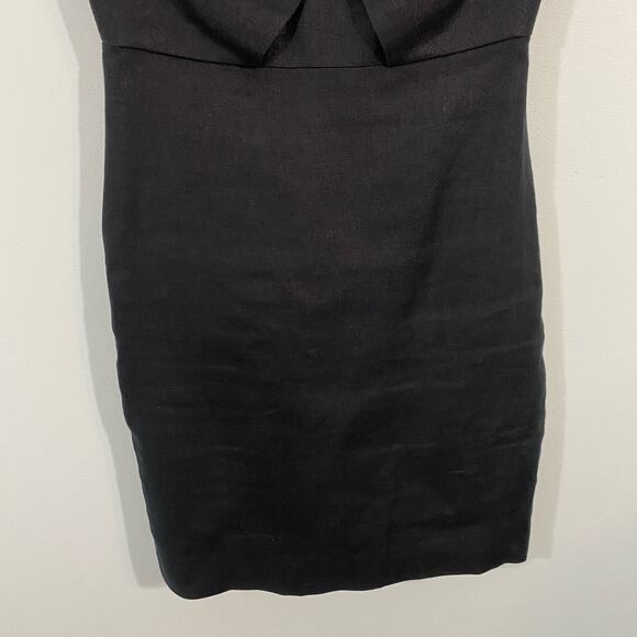 J. Crew Women's Black Drape Knot Linen Sheath Dress Size 00 #G4448 - Picture 3 of 7